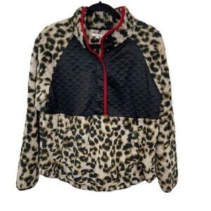 🥑5/$25 Maurice’s Leopard Print Fleece Pullover L